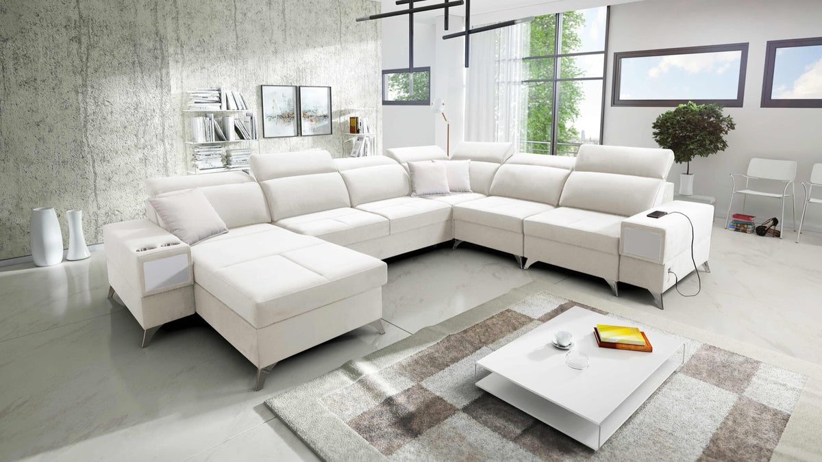 U-shaped Porto VIII corner sofa bed, pull-out – left-hand