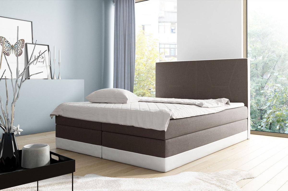 Zone continental bed with a bedding storage compartment with Soft 17 – Inari 27 – front view – image 1