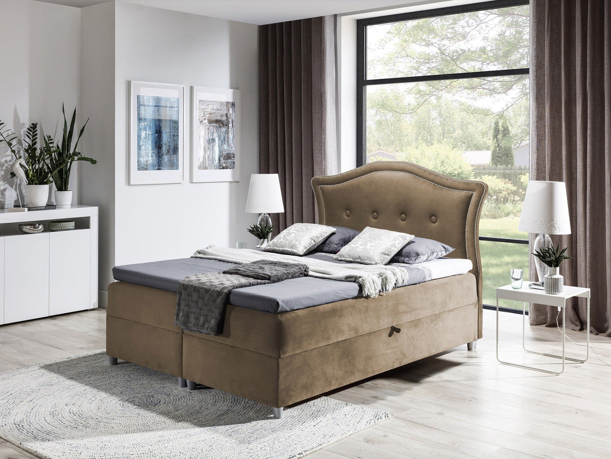 Oaza continental bed with a bedding storage compartment – Jaguar 2177 – front view – image 1