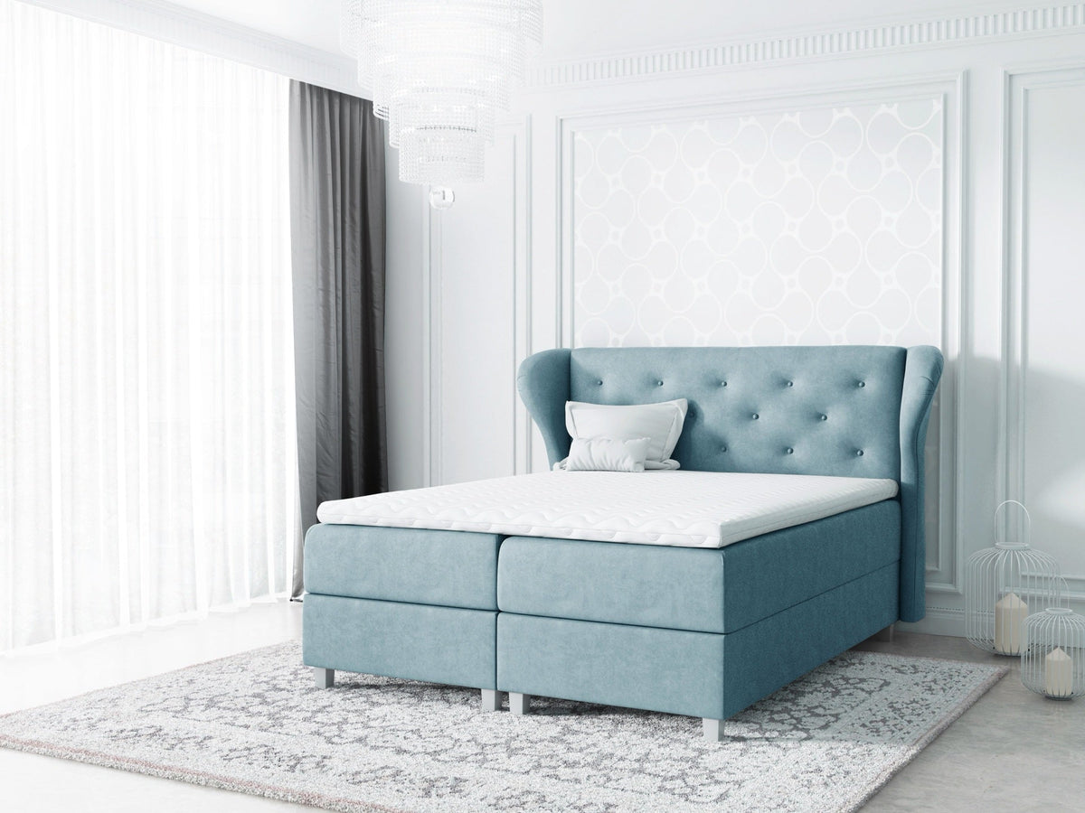 Korona continental bed with a bedding storage compartment – Magic Velvet 2223 – front view – image 1