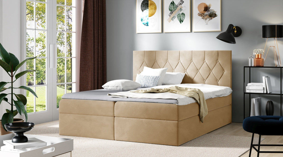 Zoren continental bed with a bedding storage compartment – Alove 5 – front view – image 1
