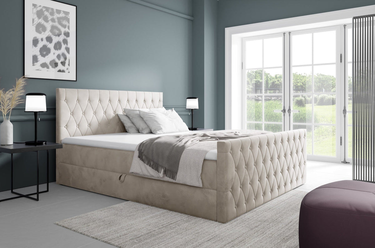 Velar continental bed with a bedding storage compartment – Fresh 01 – front view – image 1