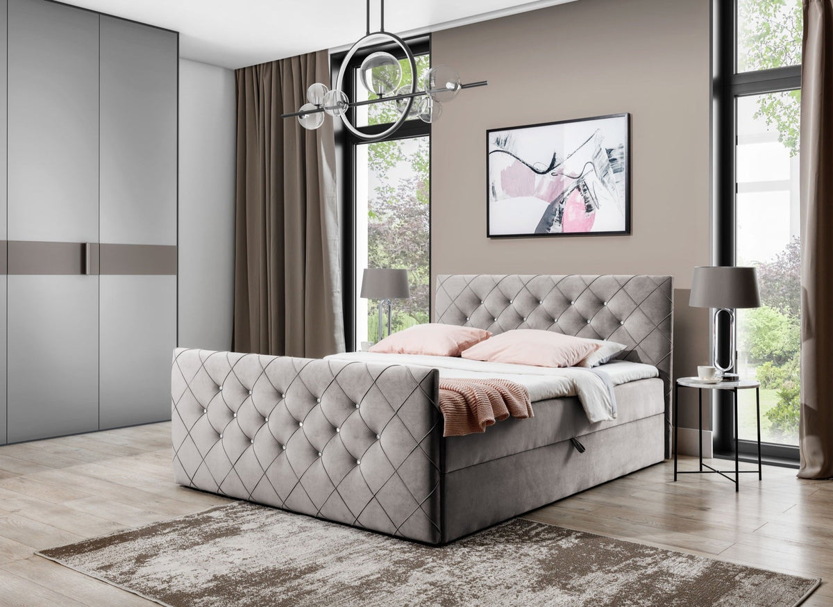 Nomero continental bed with a bedding storage compartment – Riviera 16 – front view – image 1
