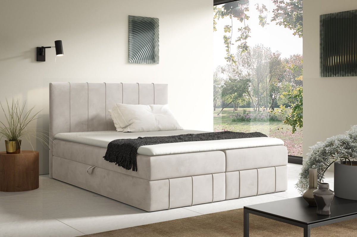 Roze continental bed with a bedding storage compartment – Fresh 01 – front view – image 1