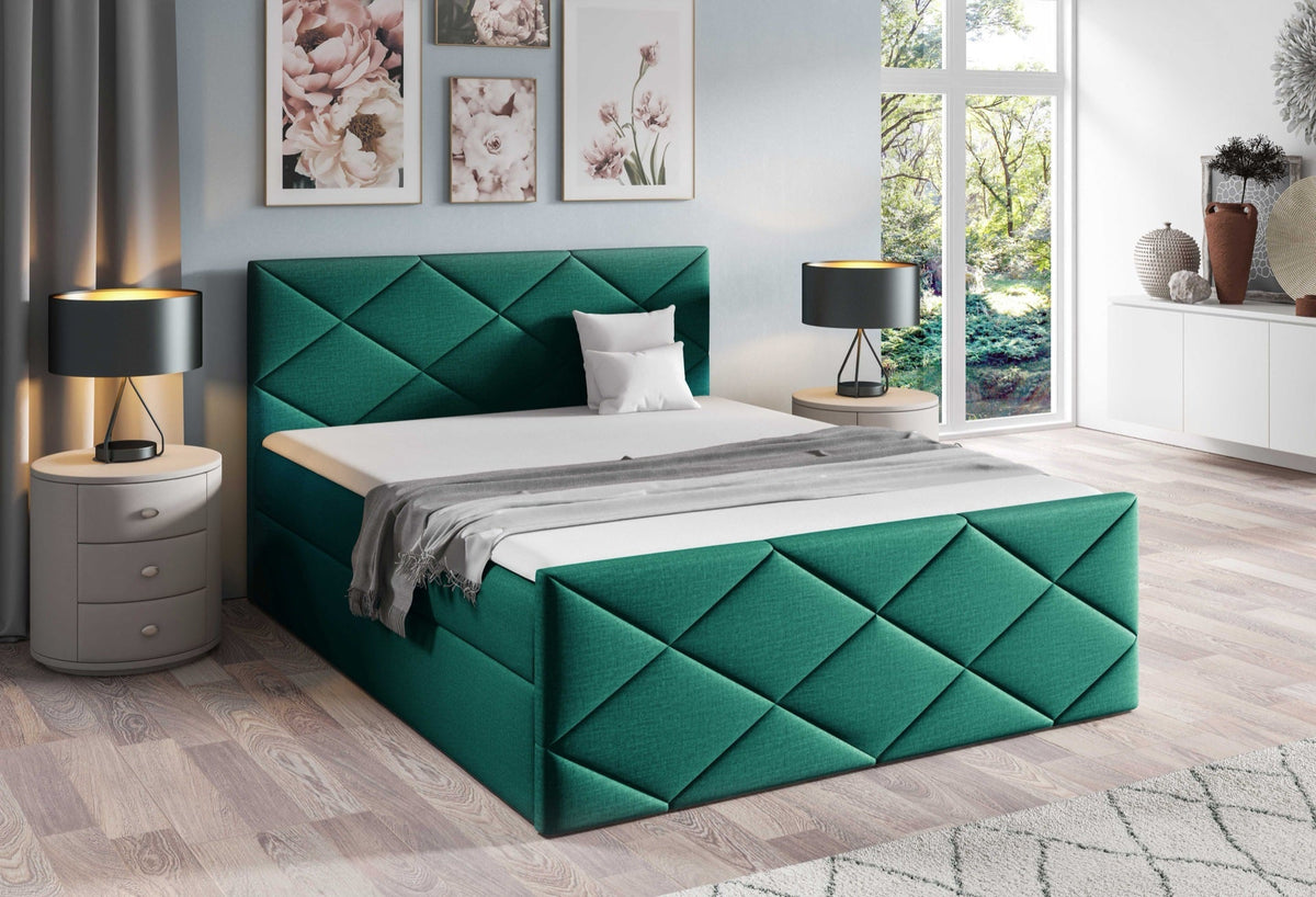 Koro continental bed with a bedding storage compartment – Fancy 36 – front view – image 1
