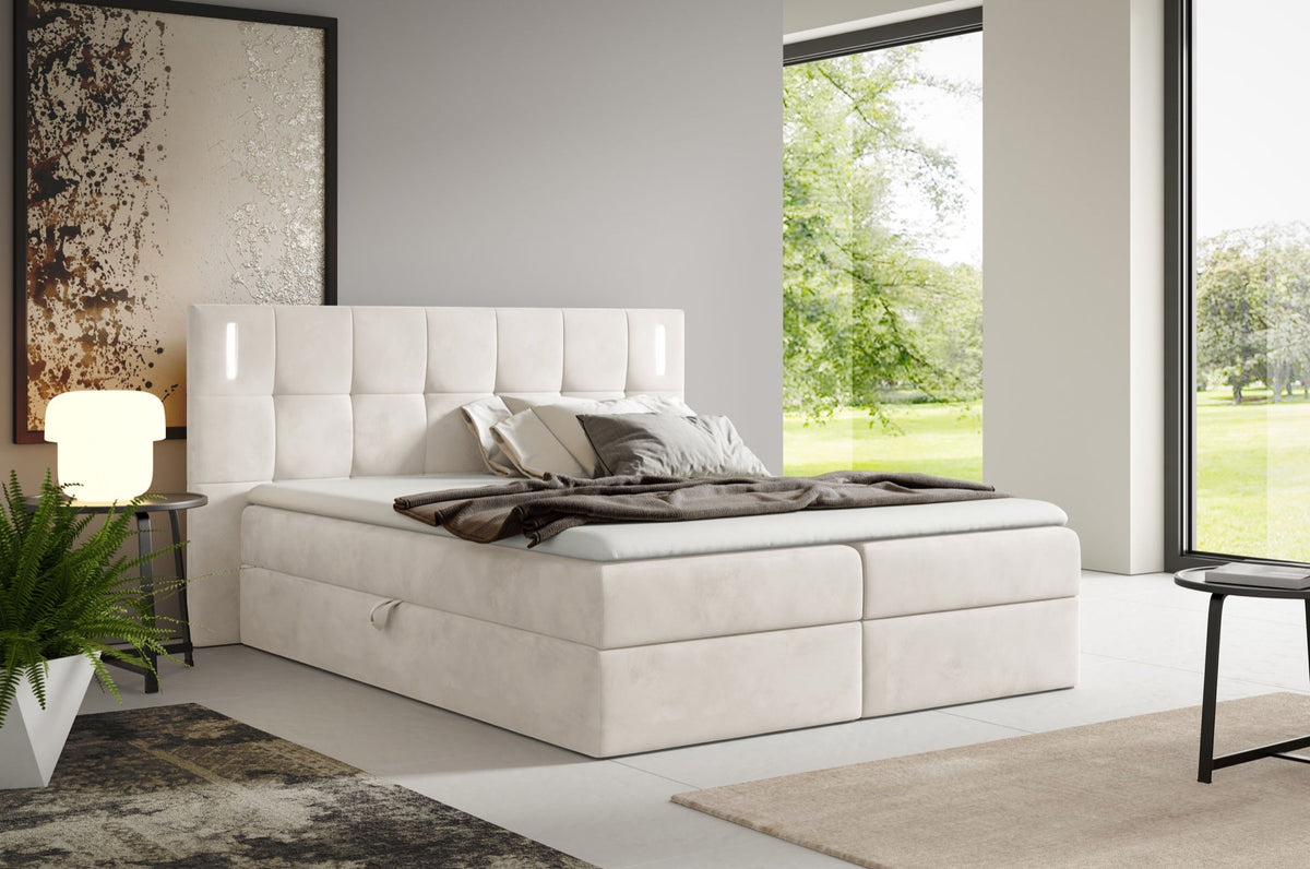 Valdi continental bed with sensory lighting – Fresh 01 – front view – image 1