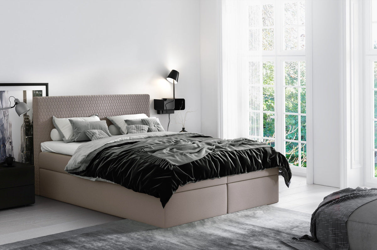Nolivo continental bed with a bedding storage compartment – Riviera 16 – front view – image 1
