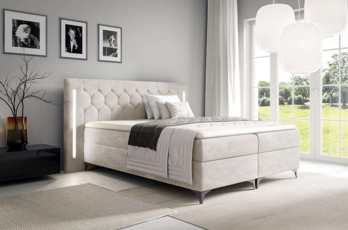 Arius continental bed Decorative quilting with LED lighting on the headboard – Fresh 01 – front view – image 1