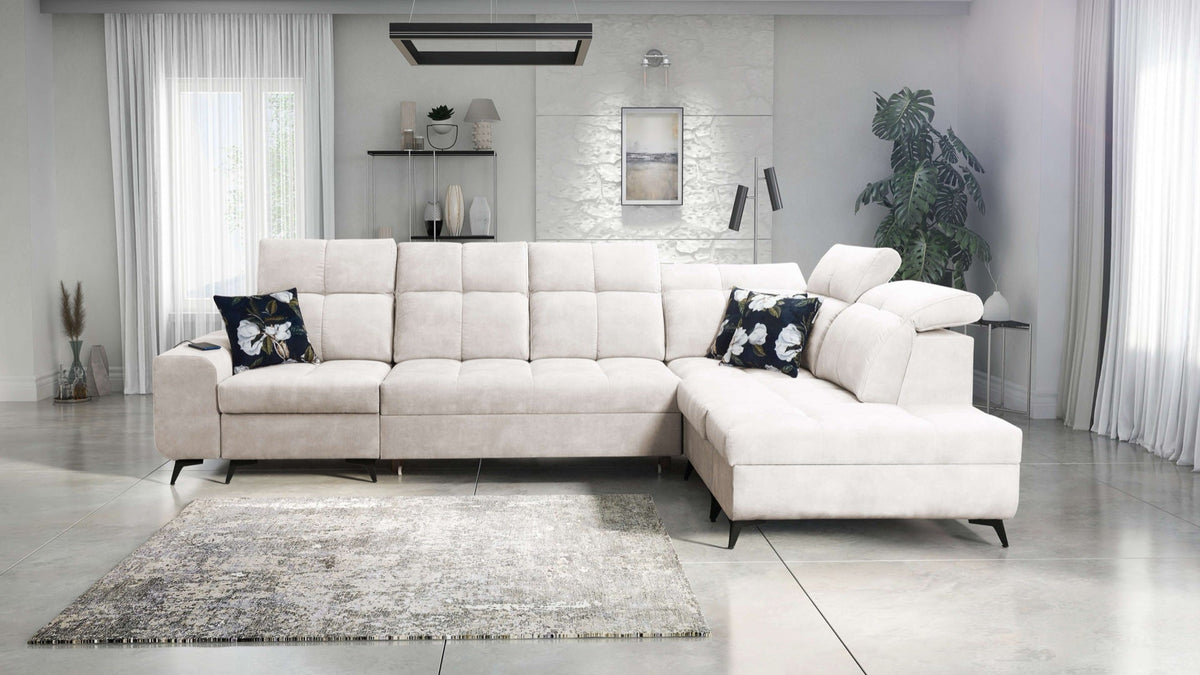 Ascot XI corner sofa bed, USB port – right-hand