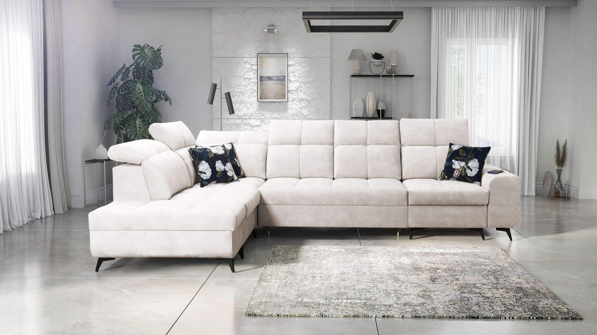 Ascot XI corner sofa bed, USB port – left-hand