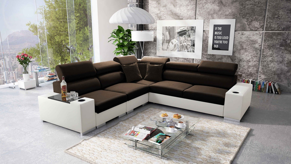 Napoli III corner sofa bed, opening – eco-leather, left-hand