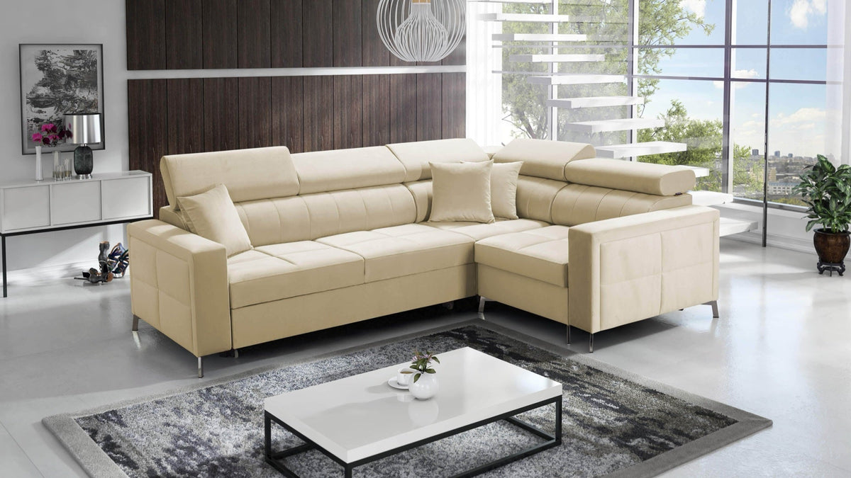 Oslo II corner sofa bed with storage – right-hand
