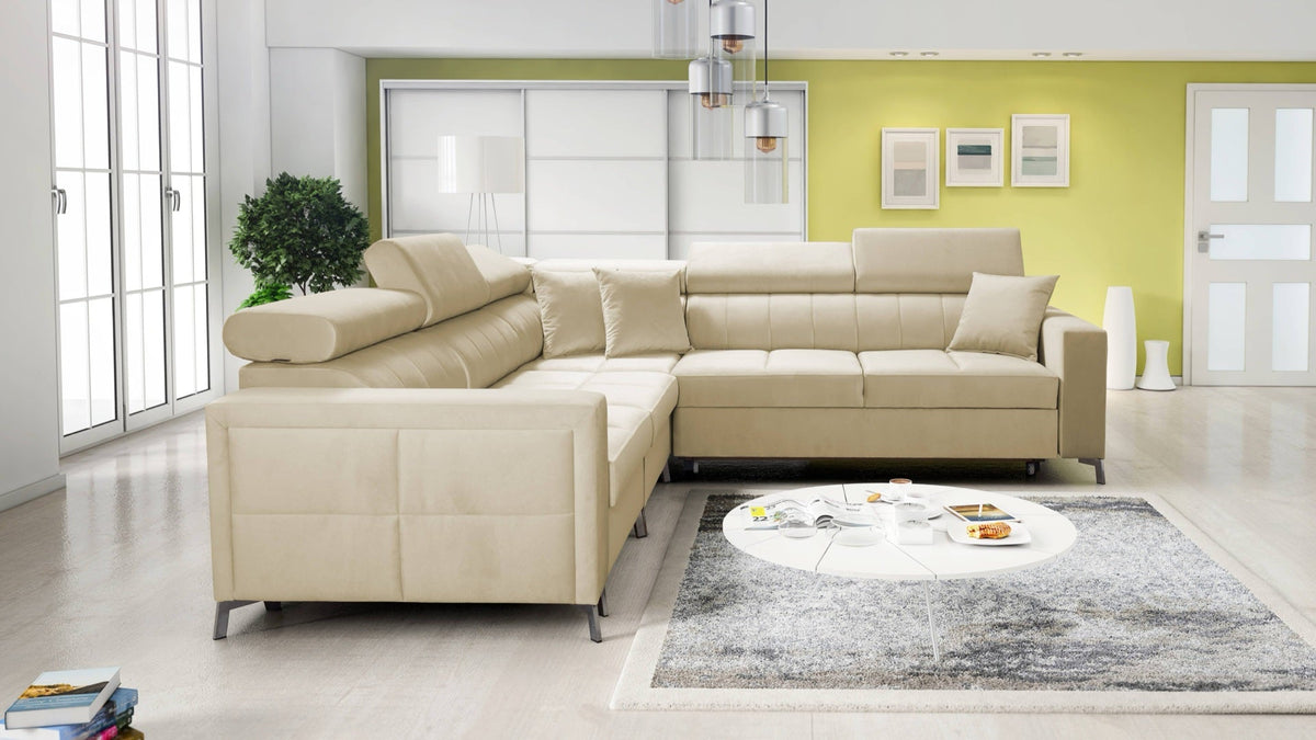 Oslo IV corner sofa bed with storage – left-hand