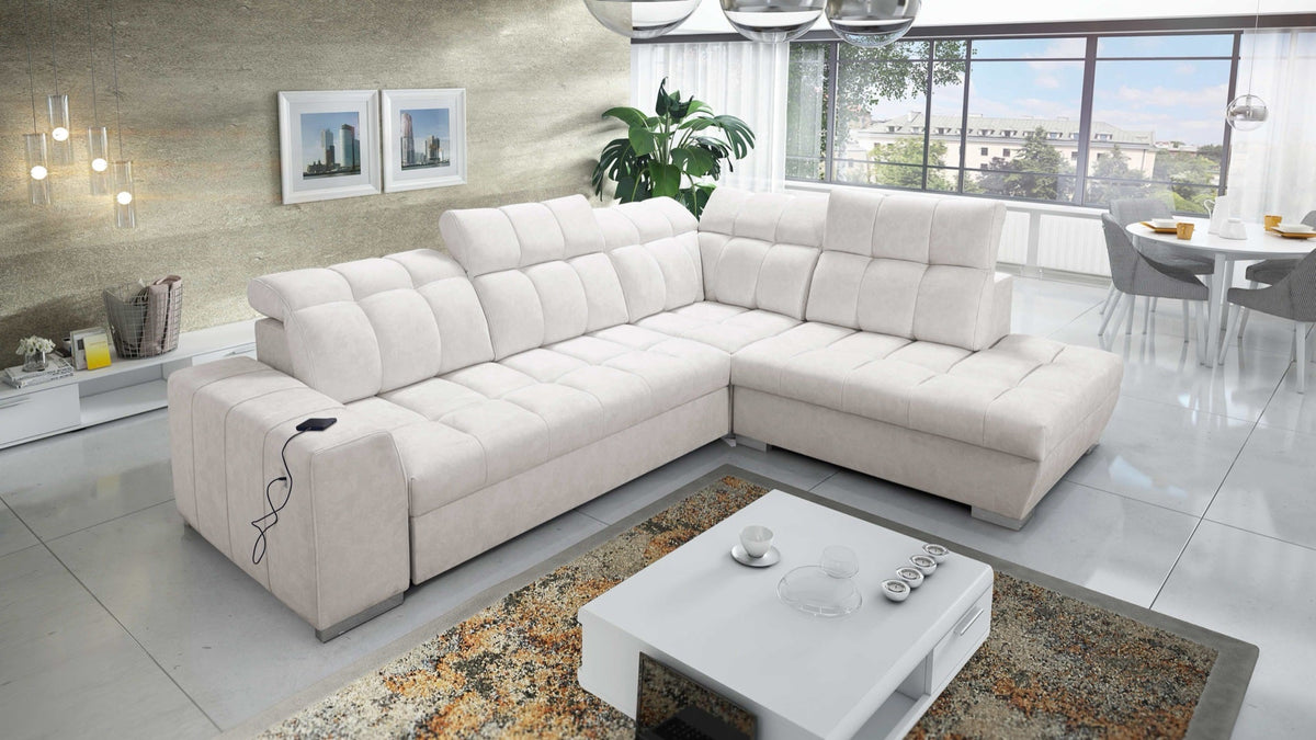 Prisma VII corner sofa bed, USB port – right-hand