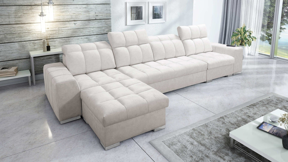 Prisma XII corner sofa bed, USB port – left-hand