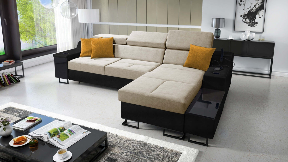 Avanti I Maxi Corner sofa bed – eco-leather, right-hand