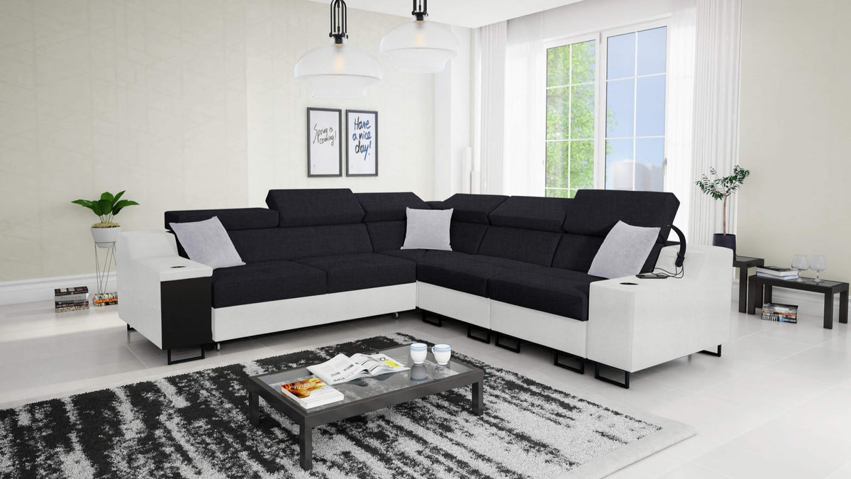 Avanti III corner sofa bed – eco-leather, right-hand