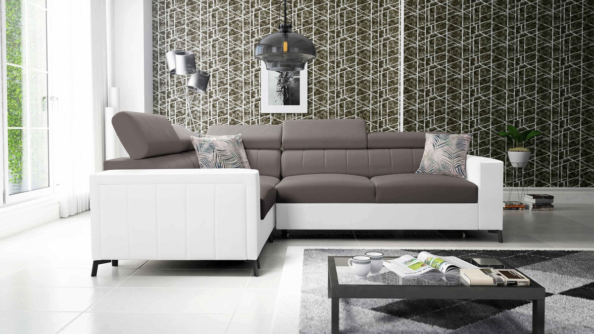 Arco II corner sofa bed, adjustable – eco-leather, left-hand