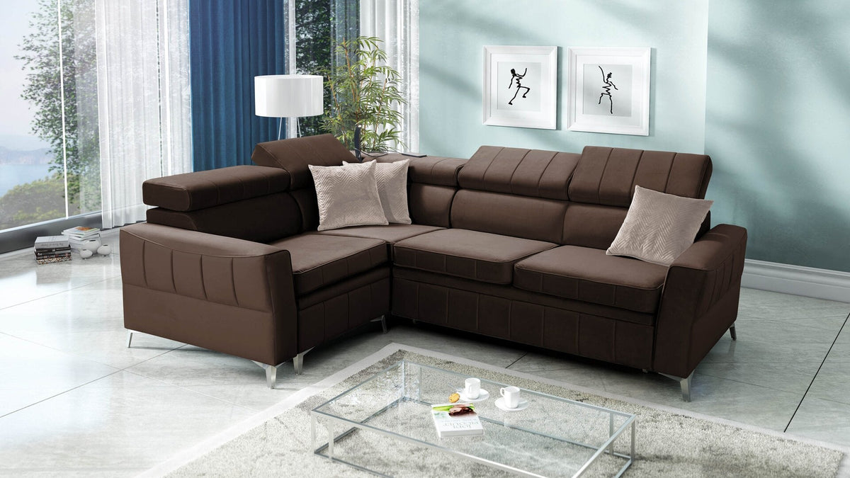 Modena II Corner sofa bed with storage – left-hand