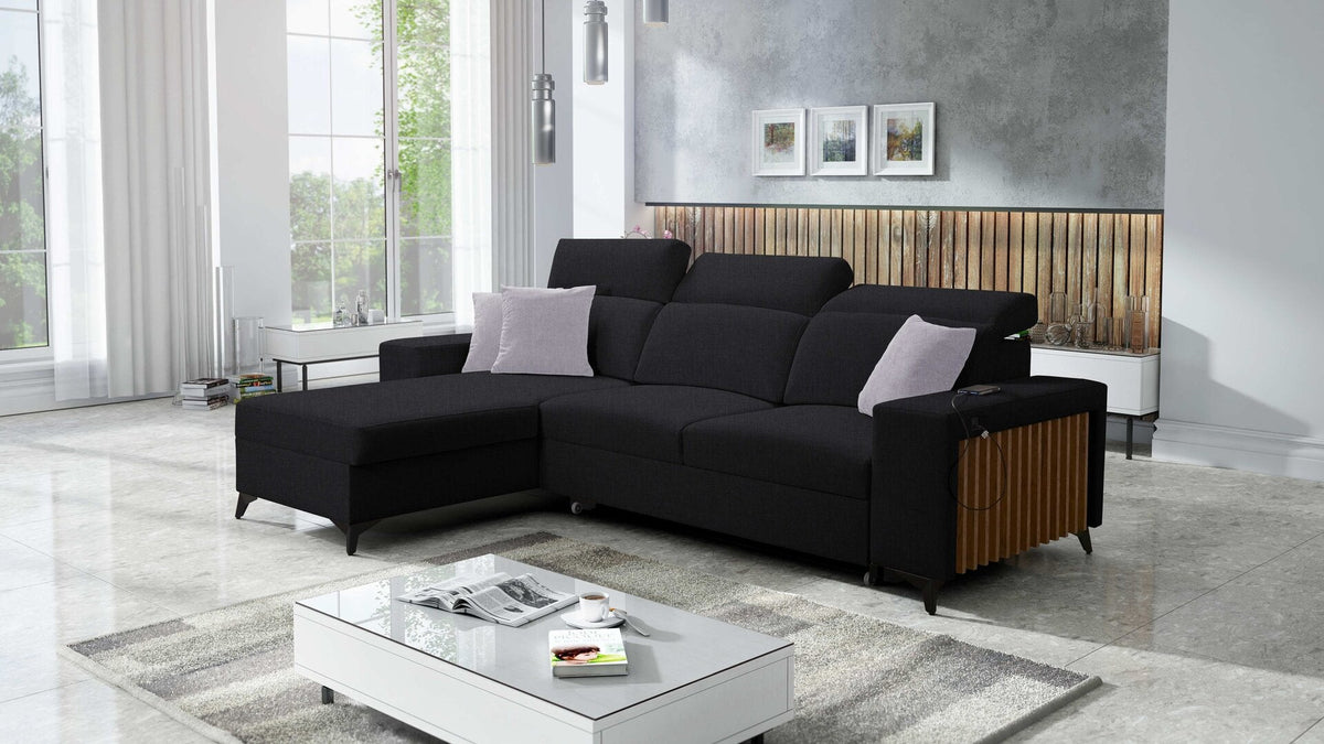 Alto I corner sofa bed with slats – left-hand