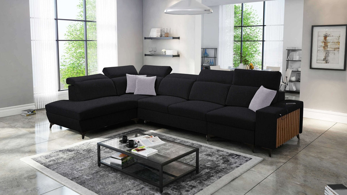 Alto XI corner sofa bed with slats – left-hand