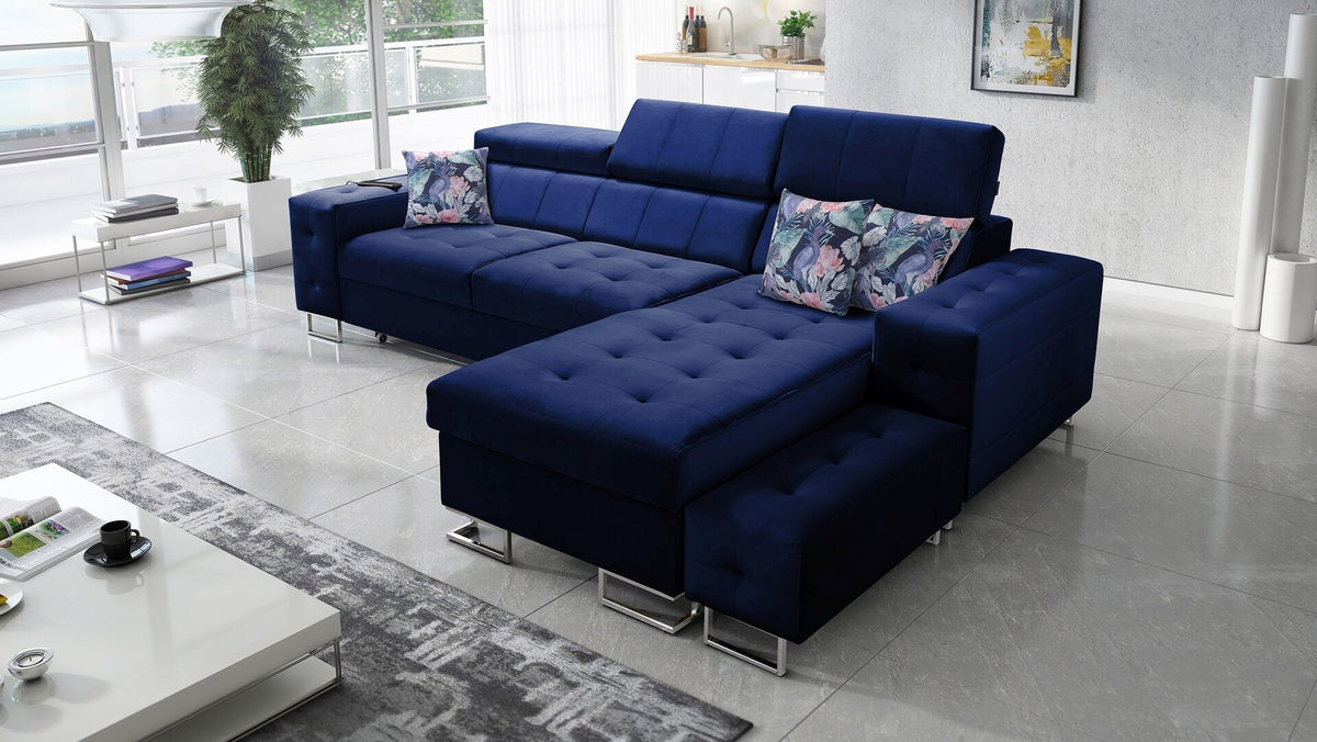 Fusion I quilted corner sofa bed – right-hand