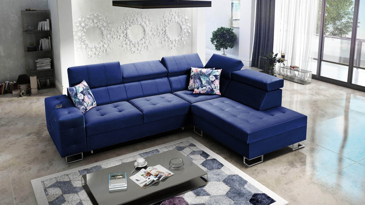 Fusion VII quilted corner sofa bed – right-hand