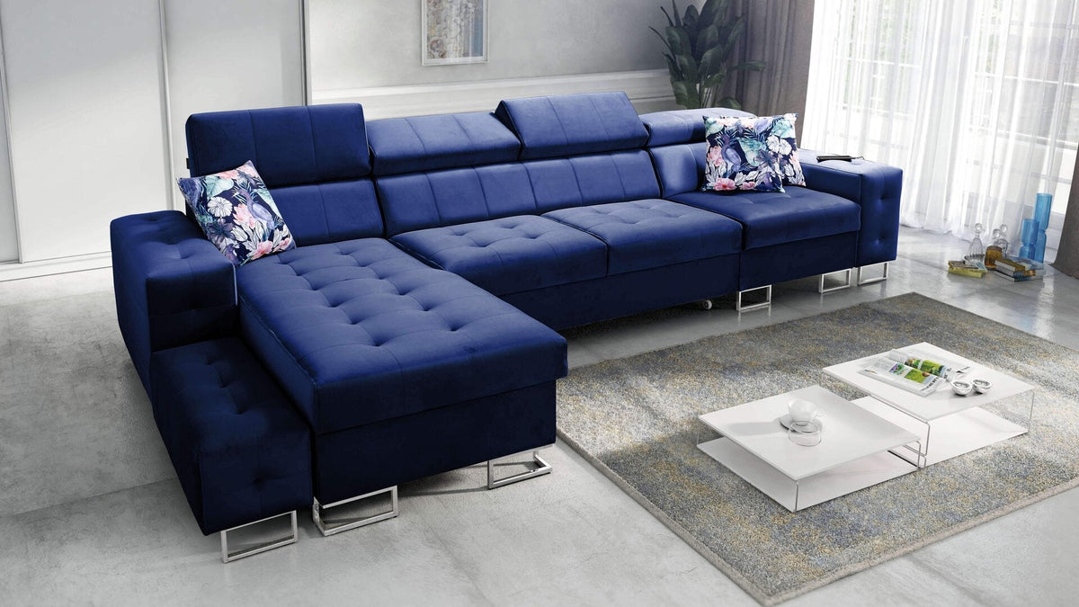 Fusion XI quilted corner sofa bed – left-hand