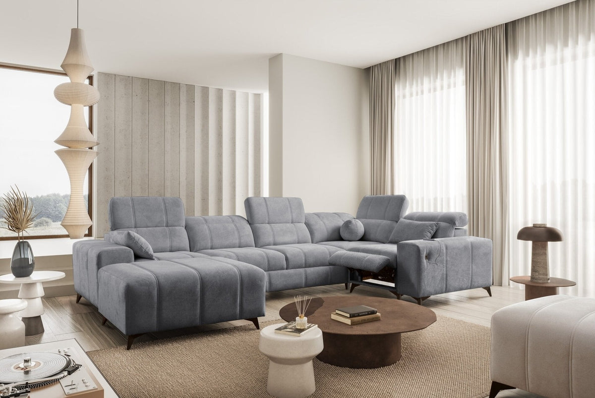 U-shaped BALLAGIO IV mix corner sofa bed with recliner
