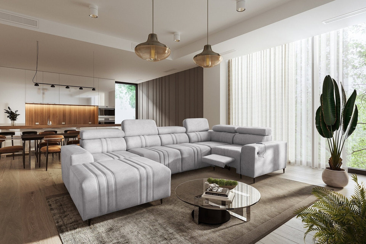 U-shaped Verona IV Mix corner sofa bed – Vena 3 fabrics