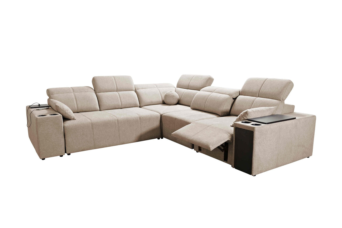 Milano III mix corner sofa bed and recliner – left-hand
