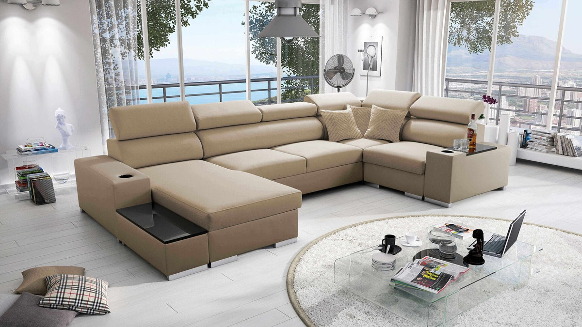 U-shaped Napoli IV Mini corner sofa bed – left-hand