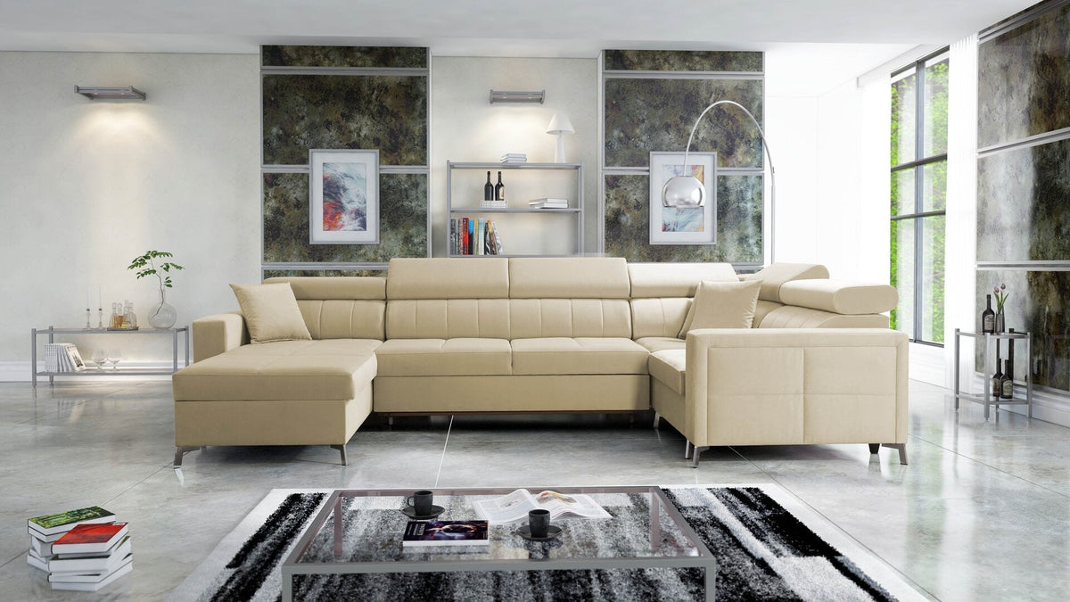 U-shaped Oslo V Mini corner sofa bed – left-hand