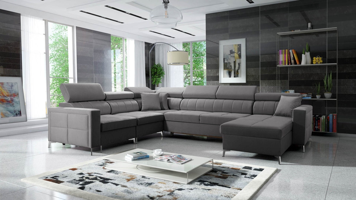 U-shaped Oslo VII corner sofa bed with storage – right-hand