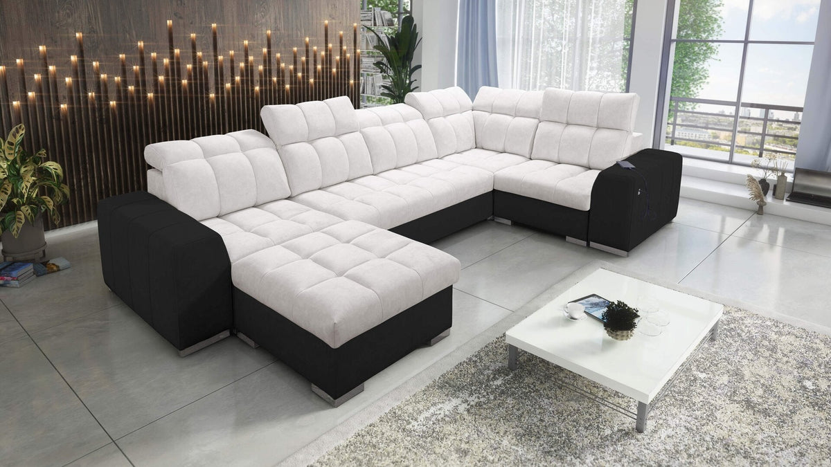 U-shaped Prisma IV corner sofa bed – eco-leather, left-hand