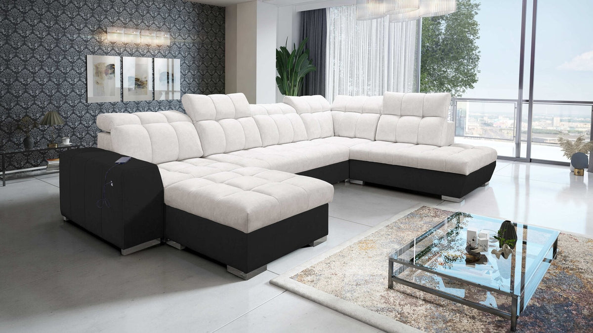 U-shaped Prisma VI corner sofa bed – eco-leather, left-hand