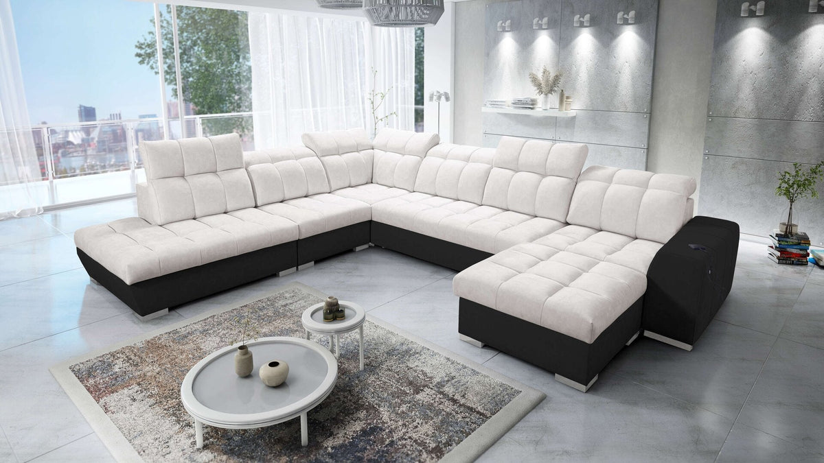 U-shaped Prisma X corner sofa bed – eco-leather, right-hand