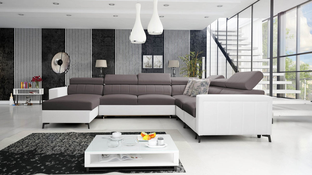 U-shaped Arco VII corner sofa bed – eco-leather, left-hand