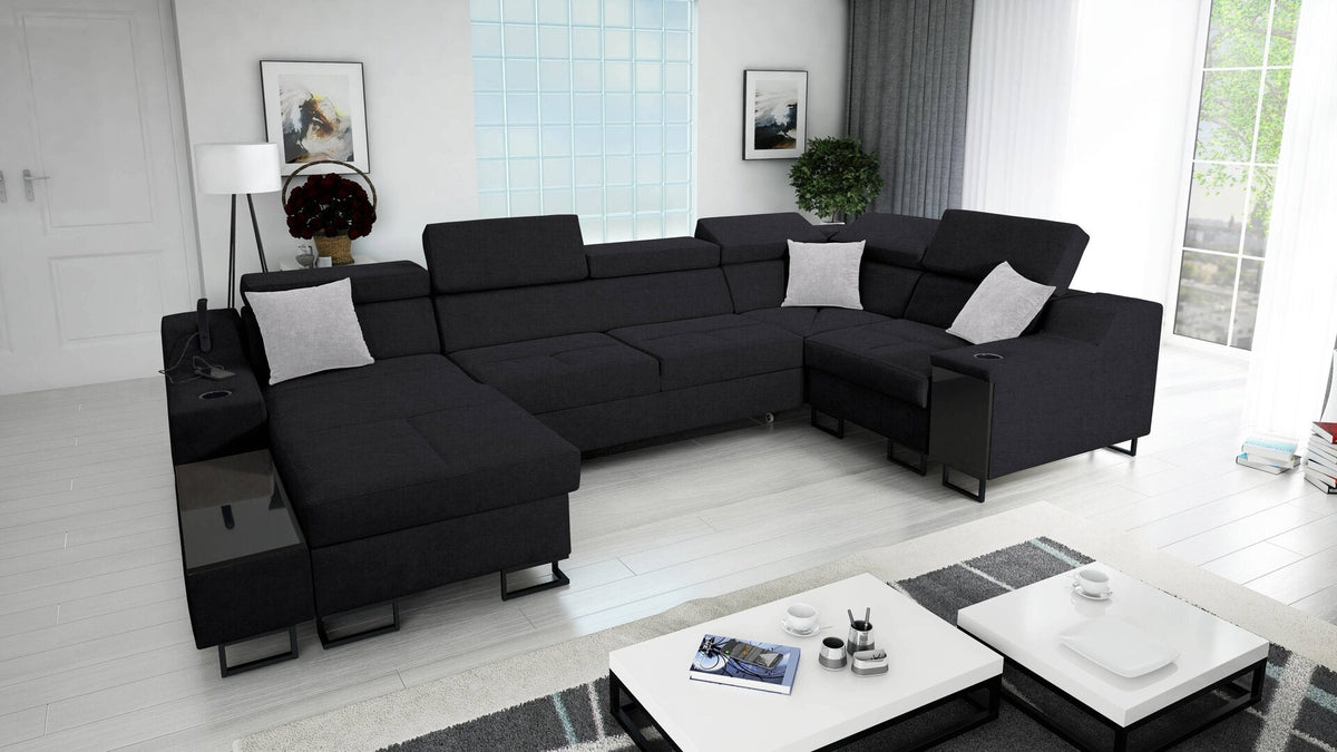 U-shaped Avanti IV Maxi corner sofa bed with USB – left-hand