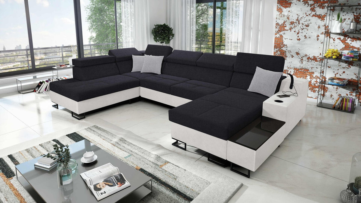 U-shaped Avanti VI corner sofa bed – eco-leather, right-hand