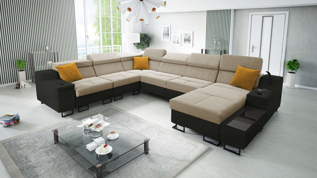 U-shaped Avanti VIII corner sofa – eco-leather, right-hand