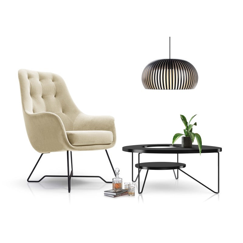 EZO armchair on steel legs with backrest and armrests – Monolith 02 – front view – image 1
