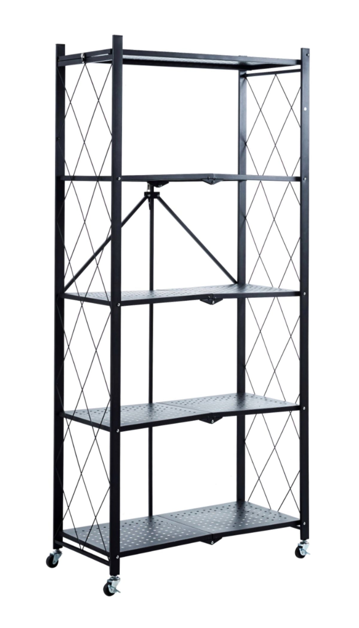 Metal bookshelf R4-FX (5P) – Black – front view – image 1