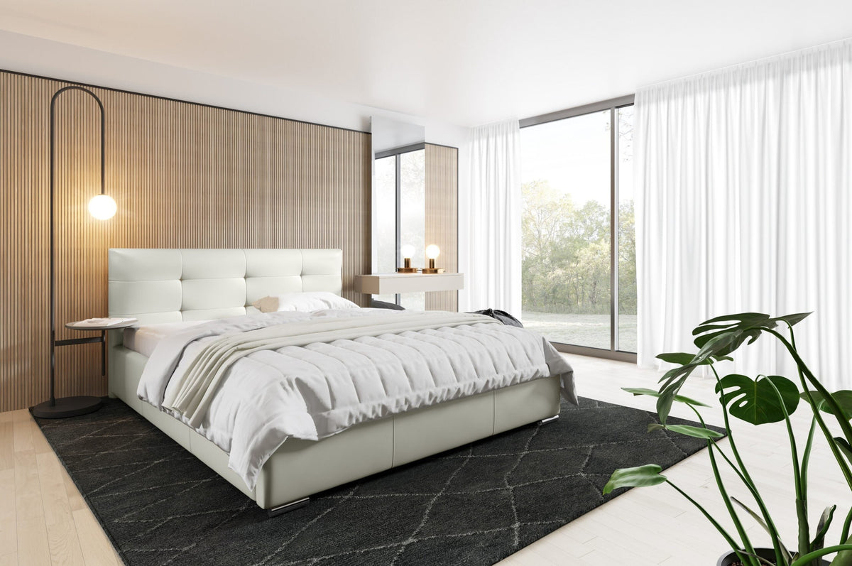 Aurora upholstered bed with a bedding storage compartment – Madryt 920 – front view – image 1