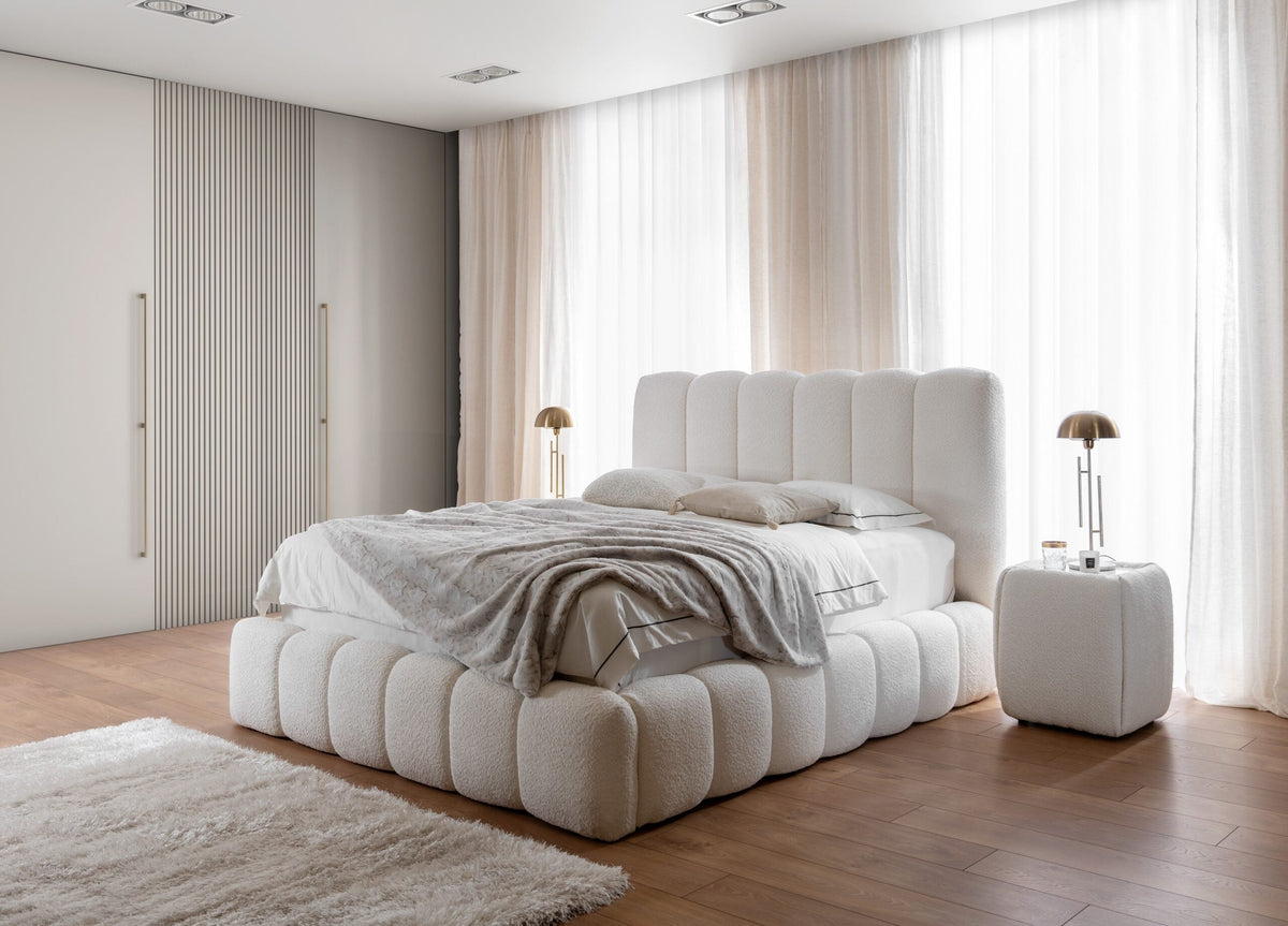 Beti upholstered bed with a bedding storage compartment – Catch Me 1 – front view – image 1