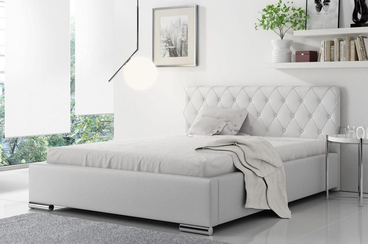 Brescia upholstered bed with a bedding storage compartment – Soft 17 – front view – image 1