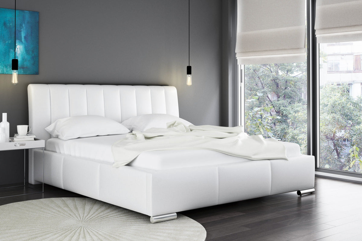 Firenze upholstered bed with a bedding storage compartment – Soft 17 – front view – image 1