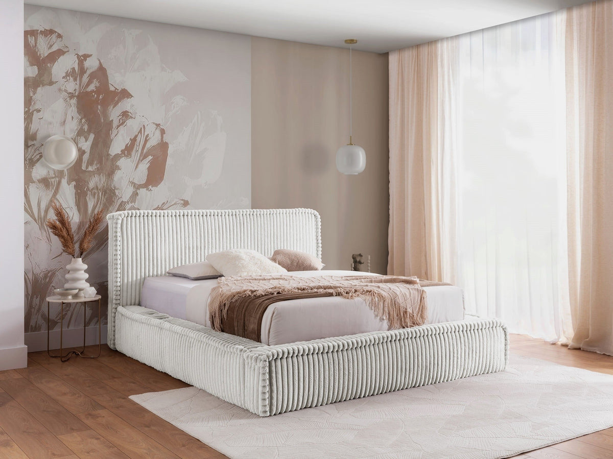 Torino upholstered bed with a bedding storage compartment – Vito 03 – front view – image 1