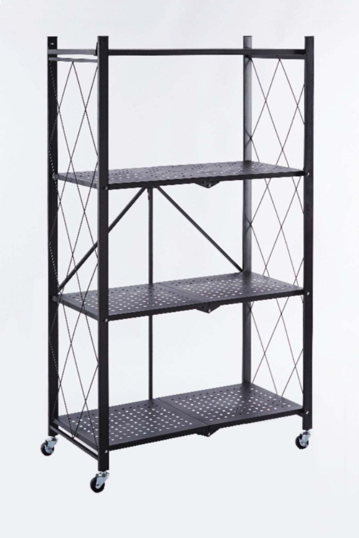 Metal shelf R4-FX (4P) – Black – front view – image 1