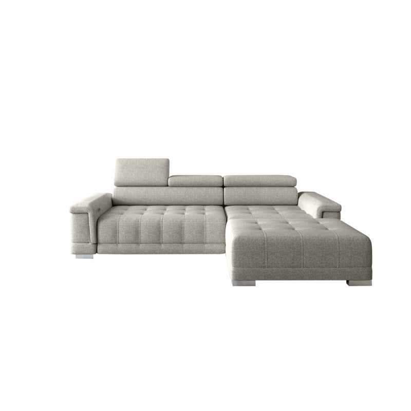 CAMPO S right-hand corner sofa with electric seat adjustment – Memphis 04 – front view – image 1